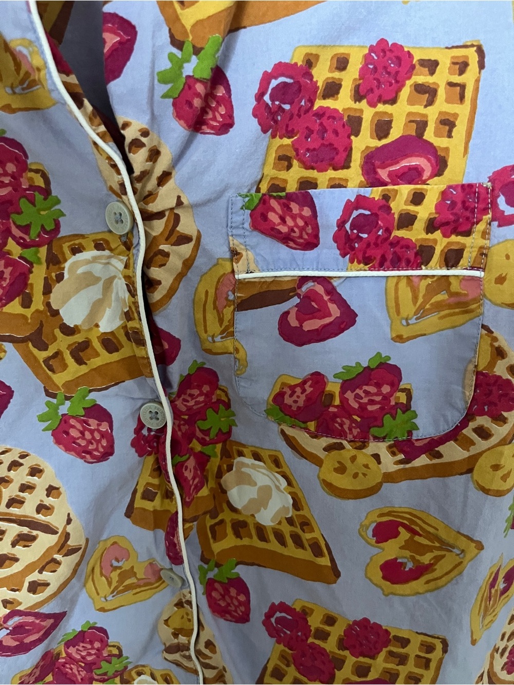 Print fresh xAnthropologie Cotton Waffle & Berries Print Pajama Set - Lavender S - Picture 3 of 10